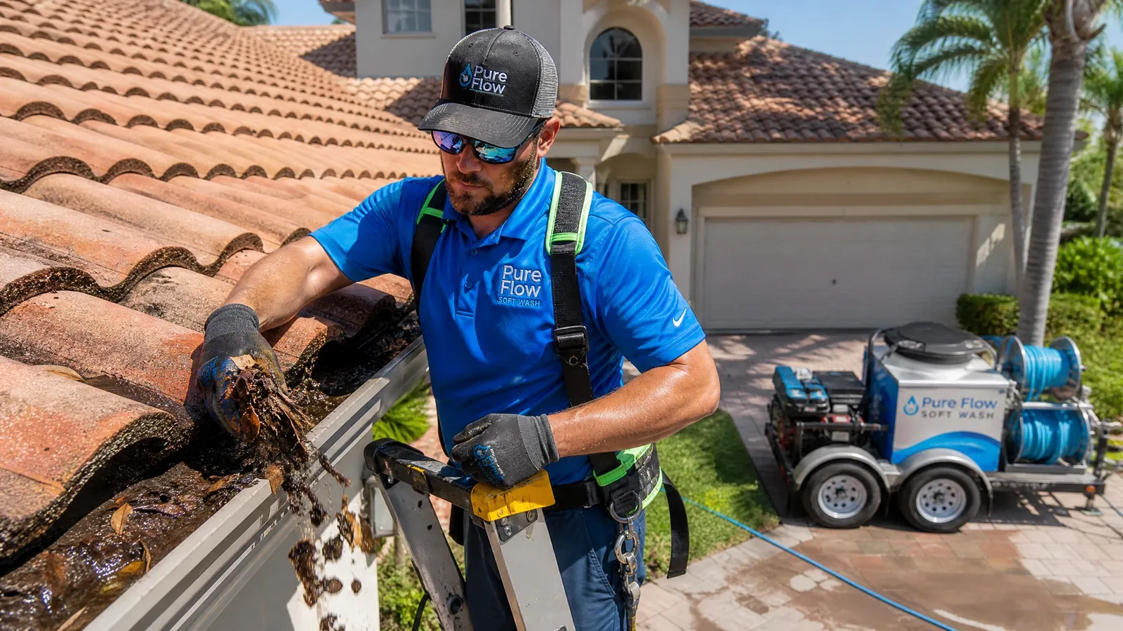 Pure Flow Soft Wash gutter cleaning service
