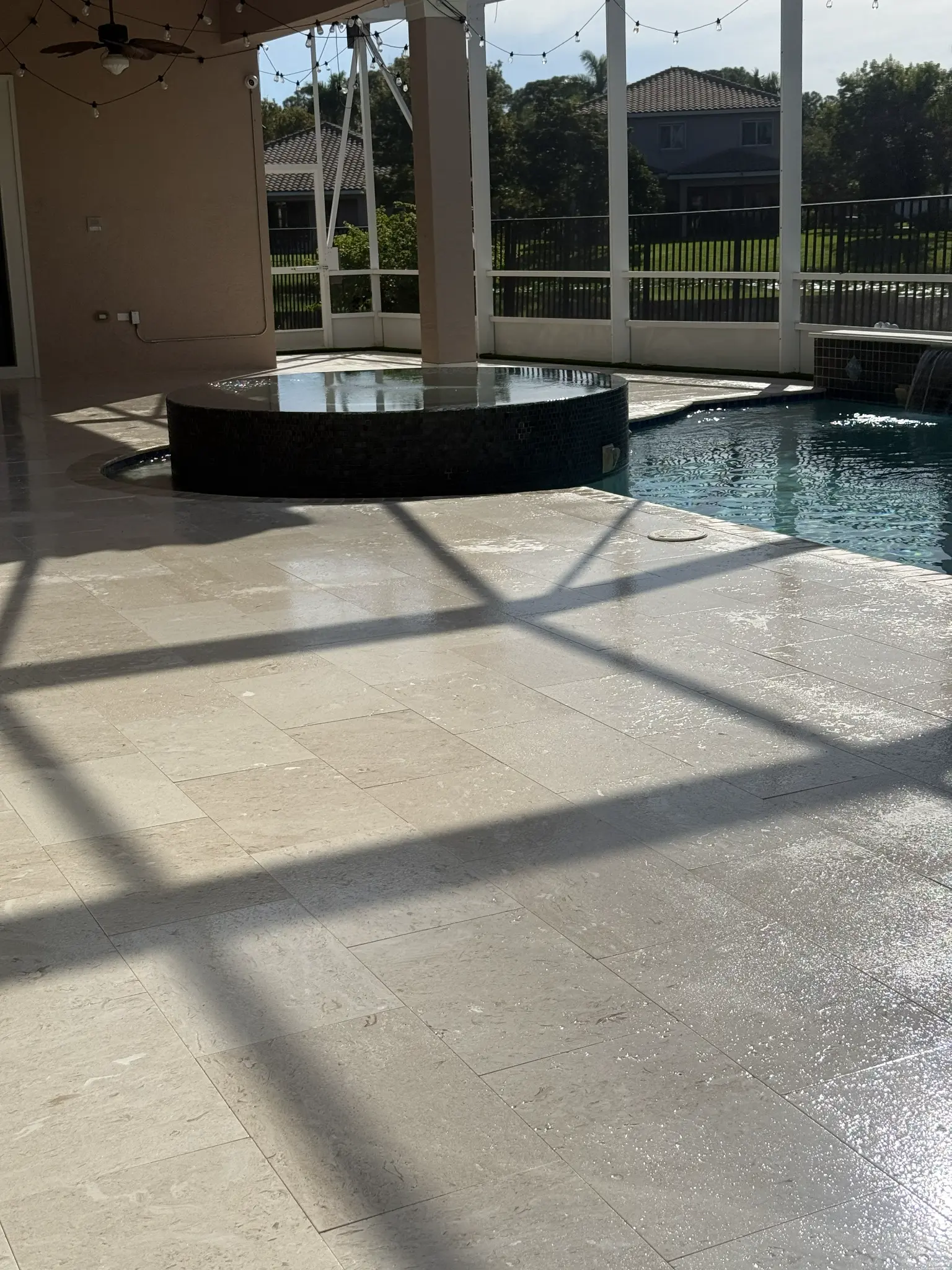 Pure Flow Soft Wash Palm City shellstone project after natural-look sealer application